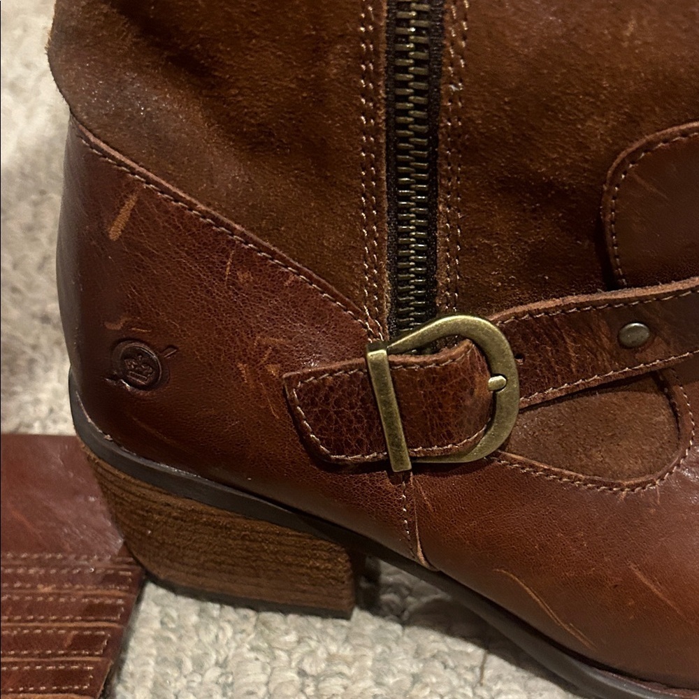 Born Alize Chestnut Leather and Suede Boots - Picture 14 of 16
